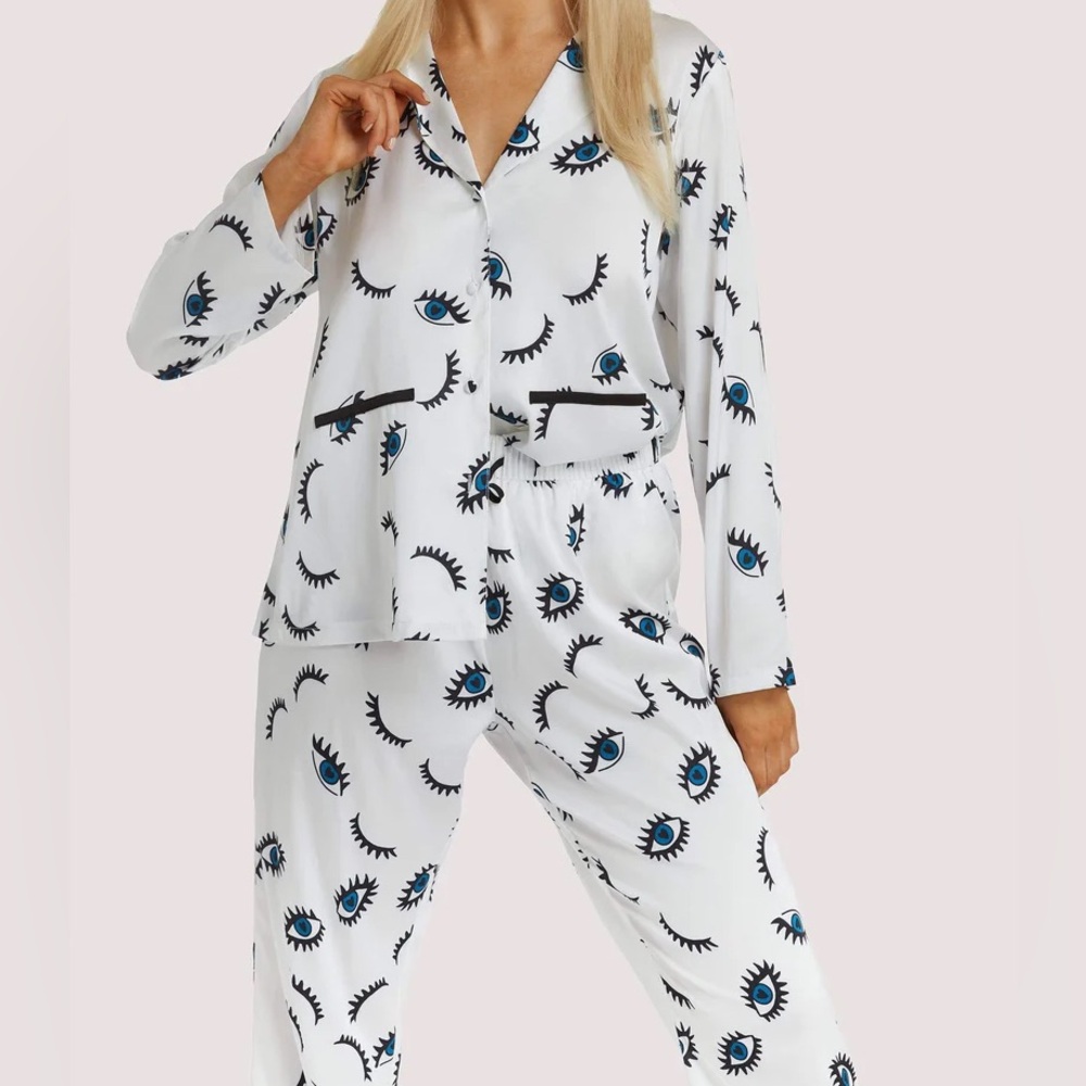 NWOT Wolf & Whistle Evil Eye Satin Print Pajama Set